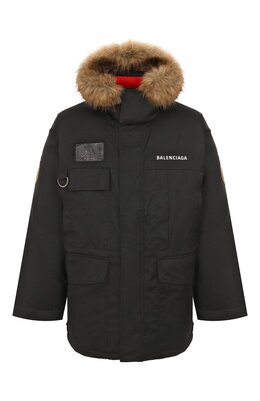 Balenciaga: Чёрный пуховик 