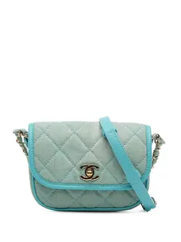 CHANEL Pre-Owned: Голубая сумка через плечо 