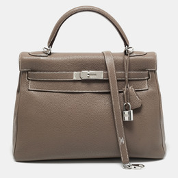 Hermes: Серебристая сумка  Kelly