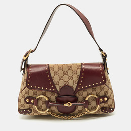 Gucci: Бордовая сумка  Horsebit Chain