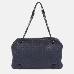 Bottega Veneta: Голубая сумка  Intrecciato