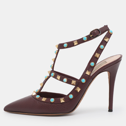 Valentino: Бордовые сандалии  Rockstud