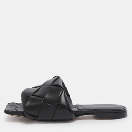 Bottega Veneta: Чёрные сандалии  Intrecciato