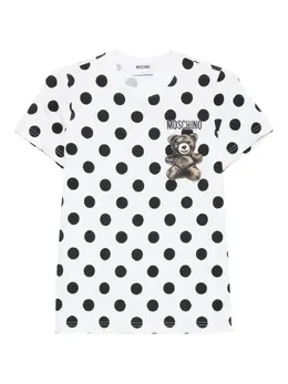 Moschino: Футболка  Teddy в горошек