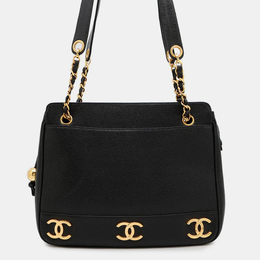 Chanel: Чёрная сумка-шоппер 
