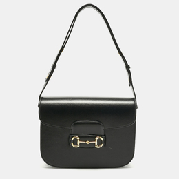 Gucci: Чёрная сумка  Horsebit 1955