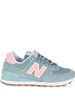 New Balance: Зелёные кроссовки  574