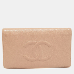 Chanel: Бежевый кошелёк 