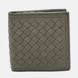 Bottega Veneta: Зелёный кошелёк  Intrecciato