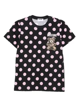 Moschino: Футболка  Teddy в горошек