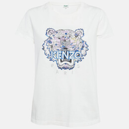 Kenzo: Белая футболка  Tiger
