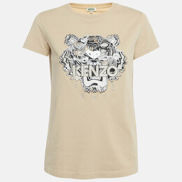 Kenzo: Бежевая футболка  Tiger