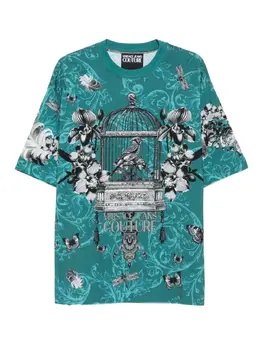 Versace Jeans Couture: Футболка с растительным принтом 