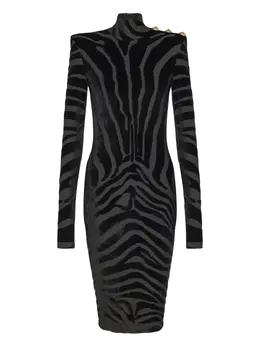 Balmain: Платье с принтом зебры 