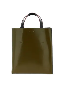 Marni: Зелёная сумка-шоппер  Museo