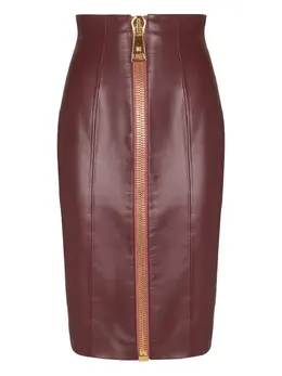 Balmain: Кожаная юбка 