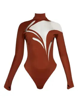 Mugler: Коричневый боди 