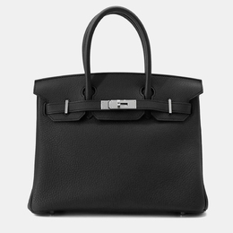 Hermes: Чёрная сумка-шоппер  Birkin 30