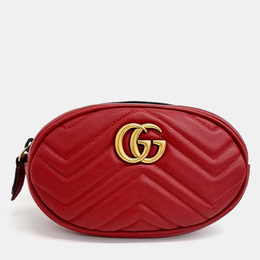 Gucci: Красная поясная сумка  GG Marmont
