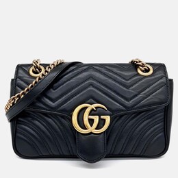 Gucci: Чёрная сумка  Marmont