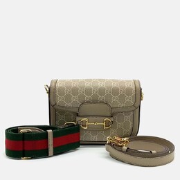 Gucci: Бежевая сумка  Horsebit 1955