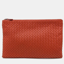 Bottega Veneta: Оранжевый клатч 