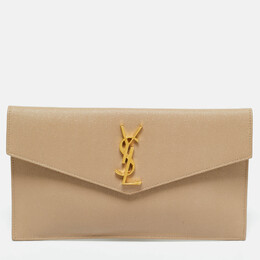 Saint Laurent Paris: Бежевый клатч  Uptown
