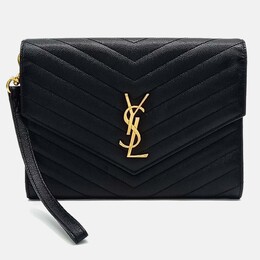 Saint Laurent Paris: Чёрный клатч  Monogram Envelope