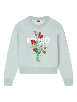 Kenzo: Свитер с растительным принтом 