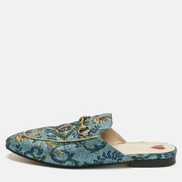 Gucci: Голубые сабо  Princetown