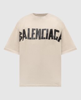 Balenciaga: Бежевая футболка 