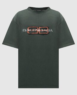 Balenciaga: Зелёная футболка 