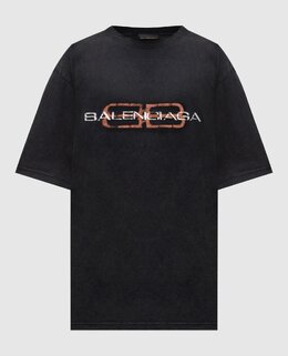 Balenciaga: Чёрная футболка 
