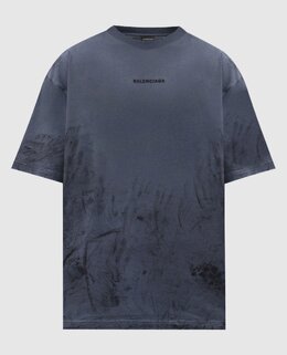 Balenciaga: Голубая футболка 