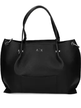 Armani Exchange: Чёрная сумка-шоппер 