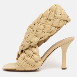 Bottega Veneta: Жёлтые сандалии  Intrecciato