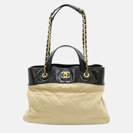 Chanel: Бежевая сумка-шоппер 