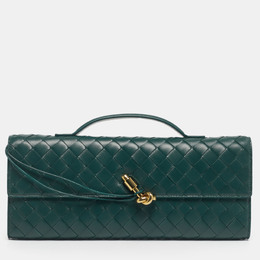 Bottega Veneta: Зелёный клатч  Intrecciato