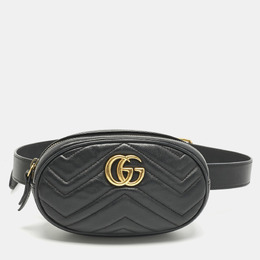 Gucci: Чёрная поясная сумка  GG Marmont