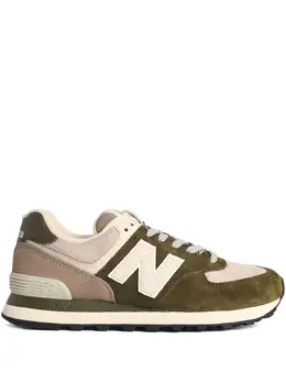 New Balance: Зелёные кроссовки  574