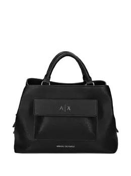 Armani Exchange: Чёрная сумка-шоппер 