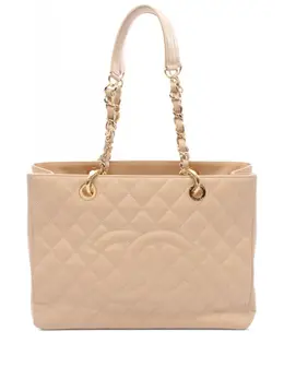 CHANEL Pre-Owned: Бежевая сумка-шоппер 