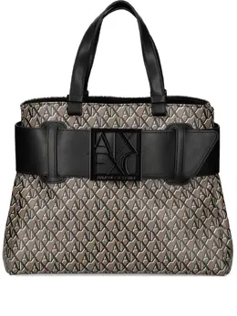 Armani Exchange: Коричневая сумка-шоппер 