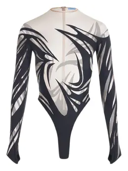 Mugler: Боди с абстрактным принтом 