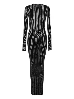 Balmain: Платье с принтом зебры 