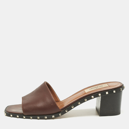 Valentino: Коричневые сандалии  Rockstud