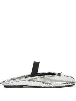 Maison Margiela: Серебристые мокасины  Tabi