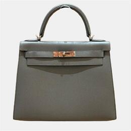 Hermes: Серебристая сумка  Kelly 28