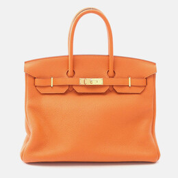 Hermes: Оранжевая сумка  Birkin 35