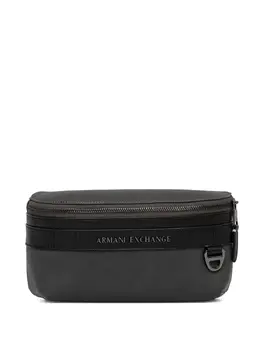 Armani Exchange: Чёрная поясная сумка 